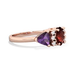 Garnet Antique Style Three Stone 14K Rose Gold ring R2186