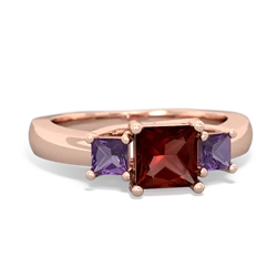 Garnet Three Stone Trellis 14K Rose Gold ring R4015