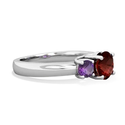 Garnet Three Stone Round Trellis 14K White Gold ring R4018