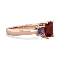 Garnet Three Stone Emerald-Cut Trellis 14K Rose Gold ring R4021