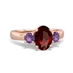 Garnet Three Stone Oval Trellis 14K Rose Gold ring R4024