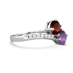 Garnet Channel Set Two Stone 14K White Gold ring R5303