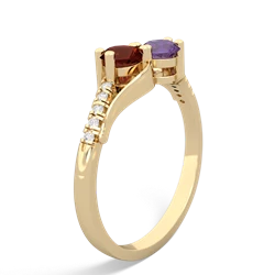 Garnet Infinity Pave Two Stone 14K Yellow Gold ring R5285