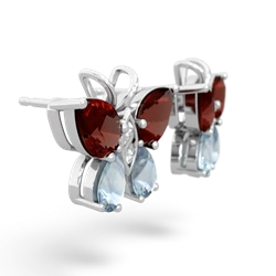 Garnet Butterfly 14K White Gold earrings E2215