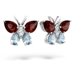 Garnet Butterfly 14K White Gold earrings E2215