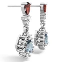 Garnet Halo Pear Dangle 14K White Gold earrings E1882