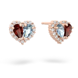 Garnet Halo 14K Rose Gold earrings E7008