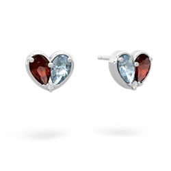 Garnet 'Our Heart' 14K White Gold earrings E5072