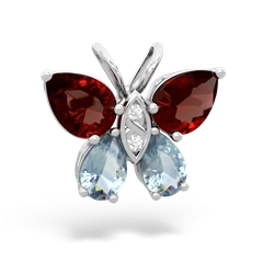 Garnet Butterfly 14K White Gold pendant P2215