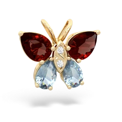 Garnet Butterfly 14K Yellow Gold pendant P2215