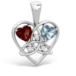 Garnet Celtic Trinity Heart 14K White Gold pendant P5331