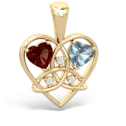 Garnet Celtic Trinity Heart 14K Yellow Gold pendant P5331