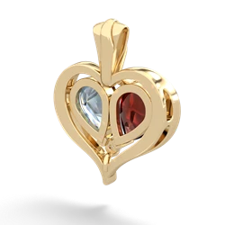 Garnet Two Become One 14K Yellow Gold pendant P5330