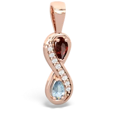 Garnet Diamond Infinity 14K Rose Gold pendant P5390