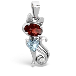 Garnet Kitten 14K White Gold pendant P5780