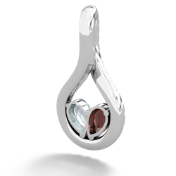 Garnet Pave Twist 'One Heart' 14K White Gold pendant P5360