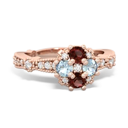 Garnet Sparkling Tiara Cluster 14K Rose Gold ring R26293RD