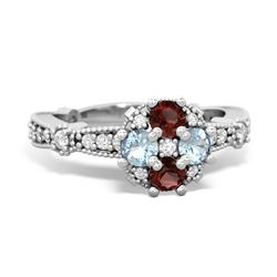 Garnet Sparkling Tiara Cluster 14K White Gold ring R26293RD