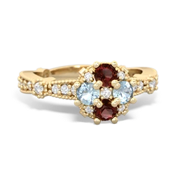 Garnet Sparkling Tiara Cluster 14K Yellow Gold ring R26293RD