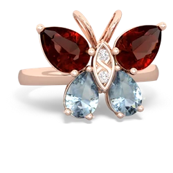 Garnet Butterfly 14K Rose Gold ring R2215