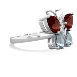 Garnet Butterfly 14K White Gold ring R2215