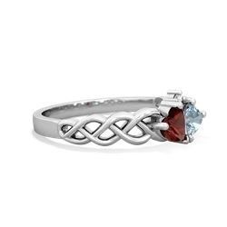 Garnet Heart To Heart Braid 14K White Gold ring R5870