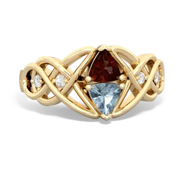 Garnet Keepsake Celtic Knot 14K Yellow Gold ring R5300