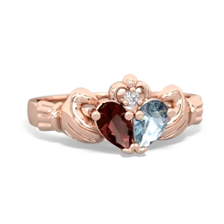 Garnet 'Our Heart' Claddagh 14K Rose Gold ring R2388