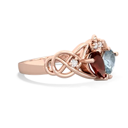 Garnet 'One Heart' Celtic Knot Claddagh 14K Rose Gold ring R5322