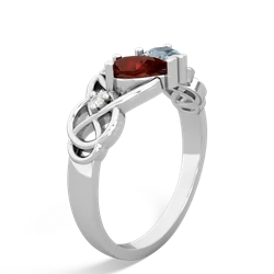 Garnet 'One Heart' Celtic Knot Claddagh 14K White Gold ring R5322