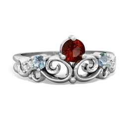 Garnet Crown Keepsake 14K White Gold ring R5740