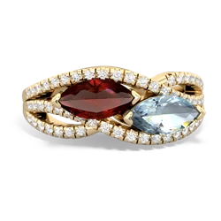 Garnet Diamond Rivers 14K Yellow Gold ring R3070