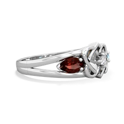 Garnet Hearts Intertwined 14K White Gold ring R5880