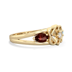 Garnet Hearts Intertwined 14K Yellow Gold ring R5880