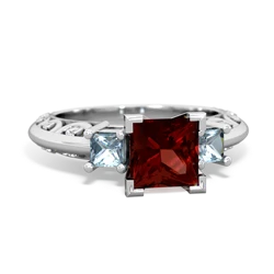 Garnet Eternal Embrace Engagement 14K White Gold ring C2001