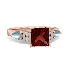 Garnet 6Mm Princess Eternal Embrace Engagement 14K Rose Gold ring C2002