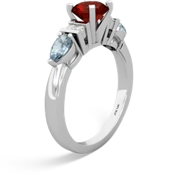 Garnet 6Mm Round Eternal Embrace Engagement 14K White Gold ring R2005