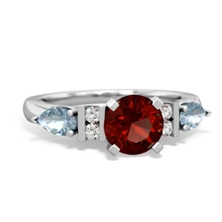 Garnet 6Mm Round Eternal Embrace Engagement 14K White Gold ring R2005