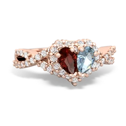 Garnet Diamond Twist 'One Heart' 14K Rose Gold ring R2640HRT