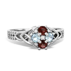 Garnet Celtic Knot Cluster Engagement 14K White Gold ring R26443RD