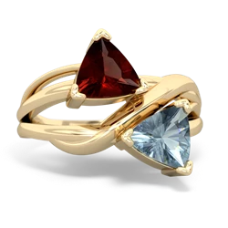 Garnet Split Band Swirl 14K Yellow Gold ring R2341