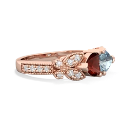 Garnet Diamond Butterflies 14K Rose Gold ring R5601