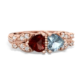 Garnet Diamond Butterflies 14K Rose Gold ring R5601