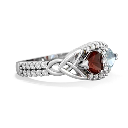 Garnet Sparkling Celtic Knot 14K White Gold ring R2645