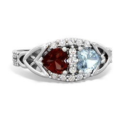 Garnet Sparkling Celtic Knot 14K White Gold ring R2645