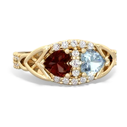 Garnet Sparkling Celtic Knot 14K Yellow Gold ring R2645