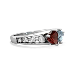 Garnet Heart To Heart 14K White Gold ring R3342