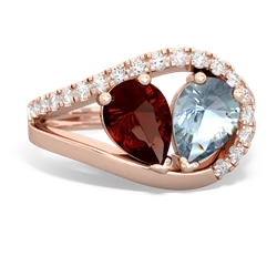 Garnet Nestled Heart Keepsake 14K Rose Gold ring R5650