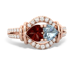 Garnet Art-Deco Keepsake 14K Rose Gold ring R5630