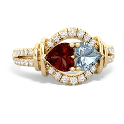 Garnet Art-Deco Keepsake 14K Yellow Gold ring R5630